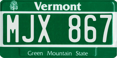 VT license plate MJX867