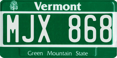 VT license plate MJX868
