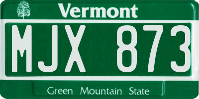 VT license plate MJX873