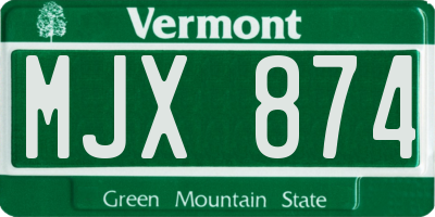 VT license plate MJX874