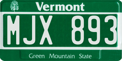 VT license plate MJX893