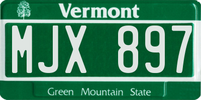 VT license plate MJX897