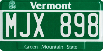 VT license plate MJX898