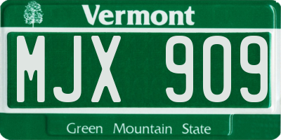 VT license plate MJX909