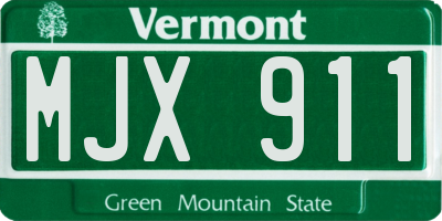 VT license plate MJX911