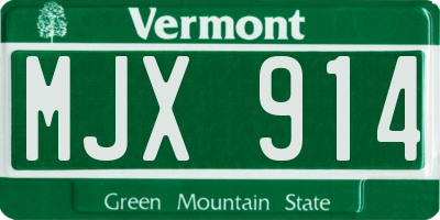 VT license plate MJX914