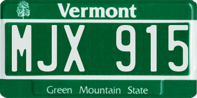 VT license plate MJX915