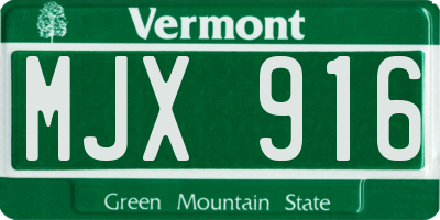 VT license plate MJX916