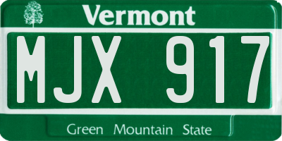 VT license plate MJX917
