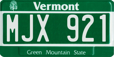 VT license plate MJX921