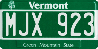 VT license plate MJX923