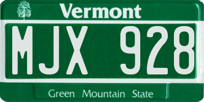 VT license plate MJX928