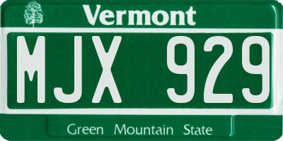 VT license plate MJX929
