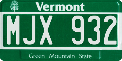 VT license plate MJX932