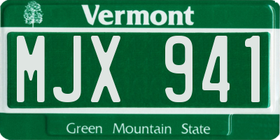 VT license plate MJX941