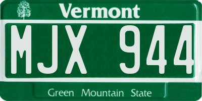VT license plate MJX944