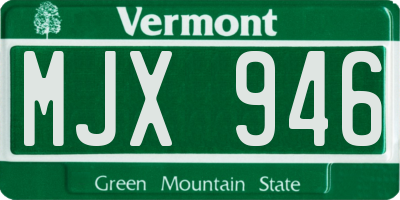 VT license plate MJX946