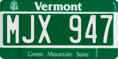 VT license plate MJX947