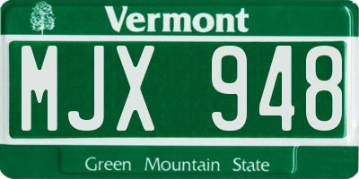 VT license plate MJX948