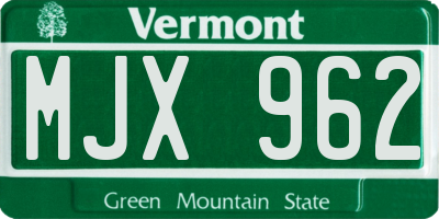 VT license plate MJX962