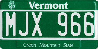 VT license plate MJX966