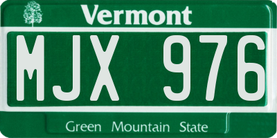 VT license plate MJX976