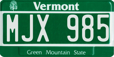 VT license plate MJX985