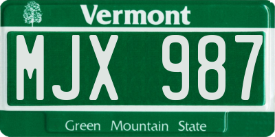 VT license plate MJX987