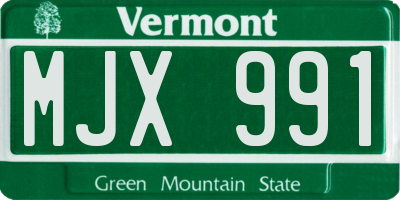 VT license plate MJX991