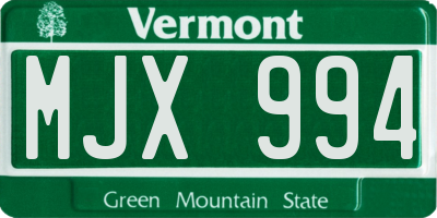 VT license plate MJX994