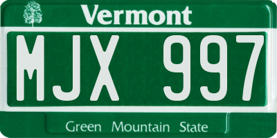 VT license plate MJX997