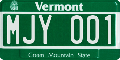 VT license plate MJY001