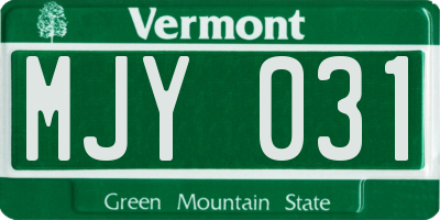 VT license plate MJY031