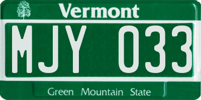 VT license plate MJY033