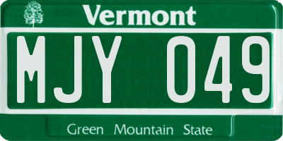 VT license plate MJY049