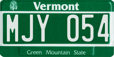VT license plate MJY054