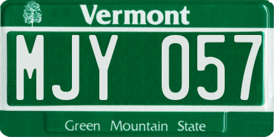 VT license plate MJY057