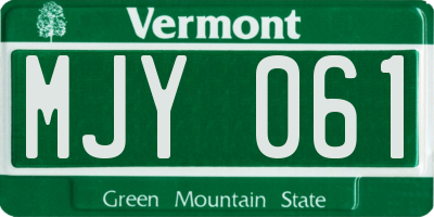 VT license plate MJY061