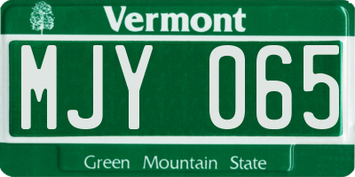 VT license plate MJY065