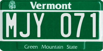 VT license plate MJY071