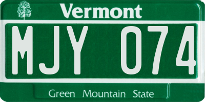 VT license plate MJY074