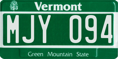 VT license plate MJY094