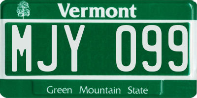 VT license plate MJY099