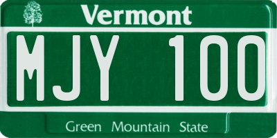 VT license plate MJY100