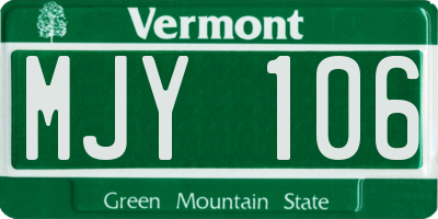 VT license plate MJY106