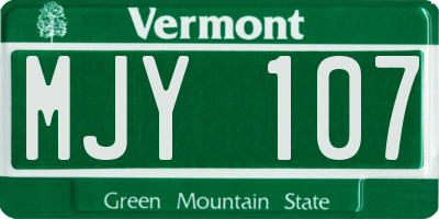 VT license plate MJY107