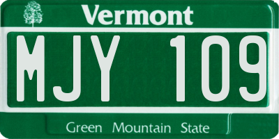 VT license plate MJY109