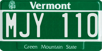 VT license plate MJY110