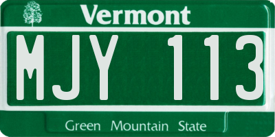 VT license plate MJY113