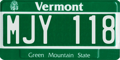 VT license plate MJY118